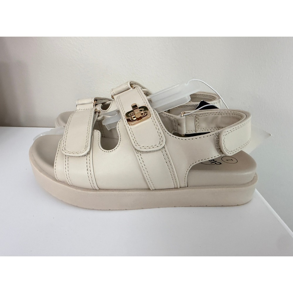 Art Class Platform Sandals Girls Size 1 Cream Gold Turnlock Strappy NEW‎ NWT